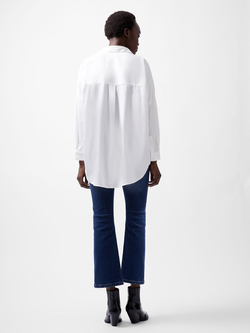 French Connection Rhodes Recycled Crepe Popover Shirt Winter White