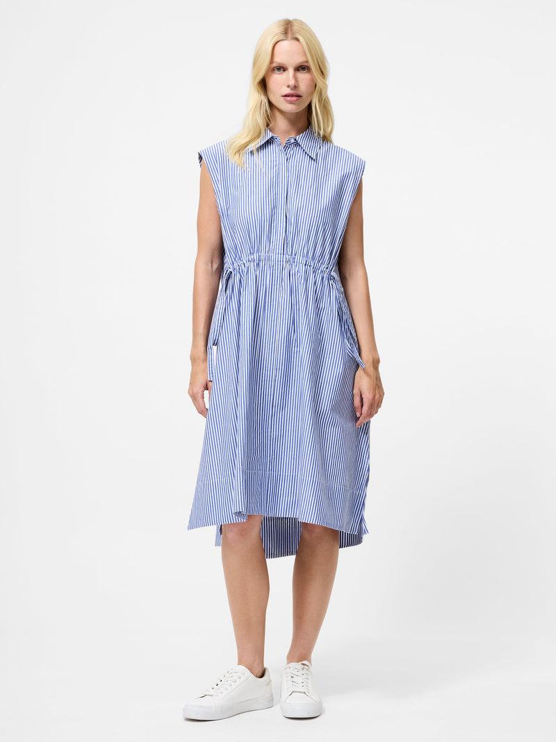 French Connection Rhodes Stripe Sleeveless Dress Linen White/Marine