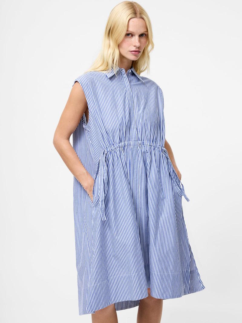 French Connection Rhodes Stripe Sleeveless Dress Linen White/Marine