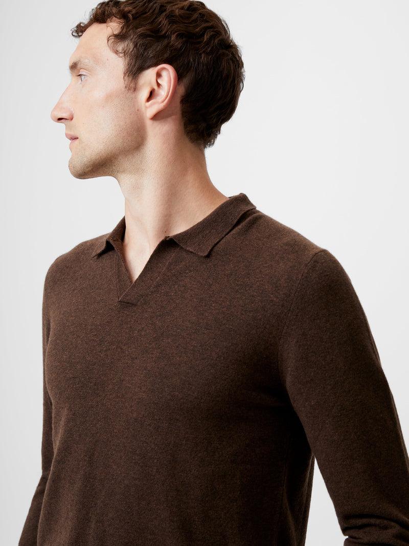 French Connection Ribbed Collar Knit Top Truffle Brown