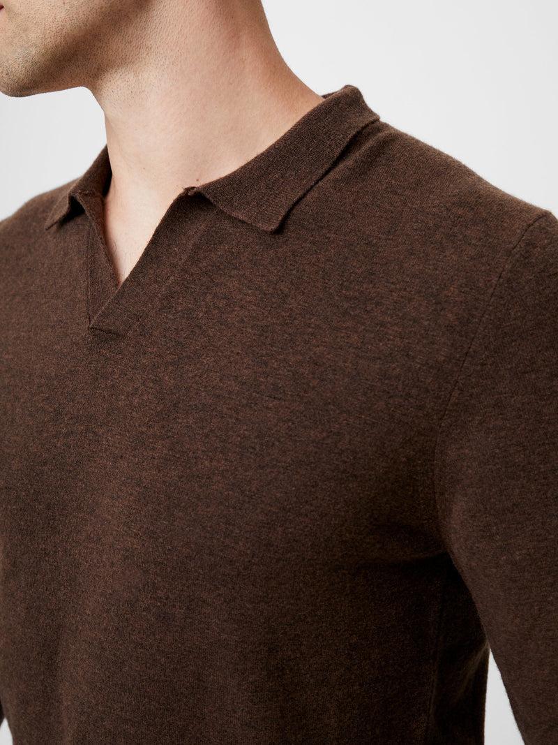 French Connection Ribbed Collar Knit Top Truffle Brown