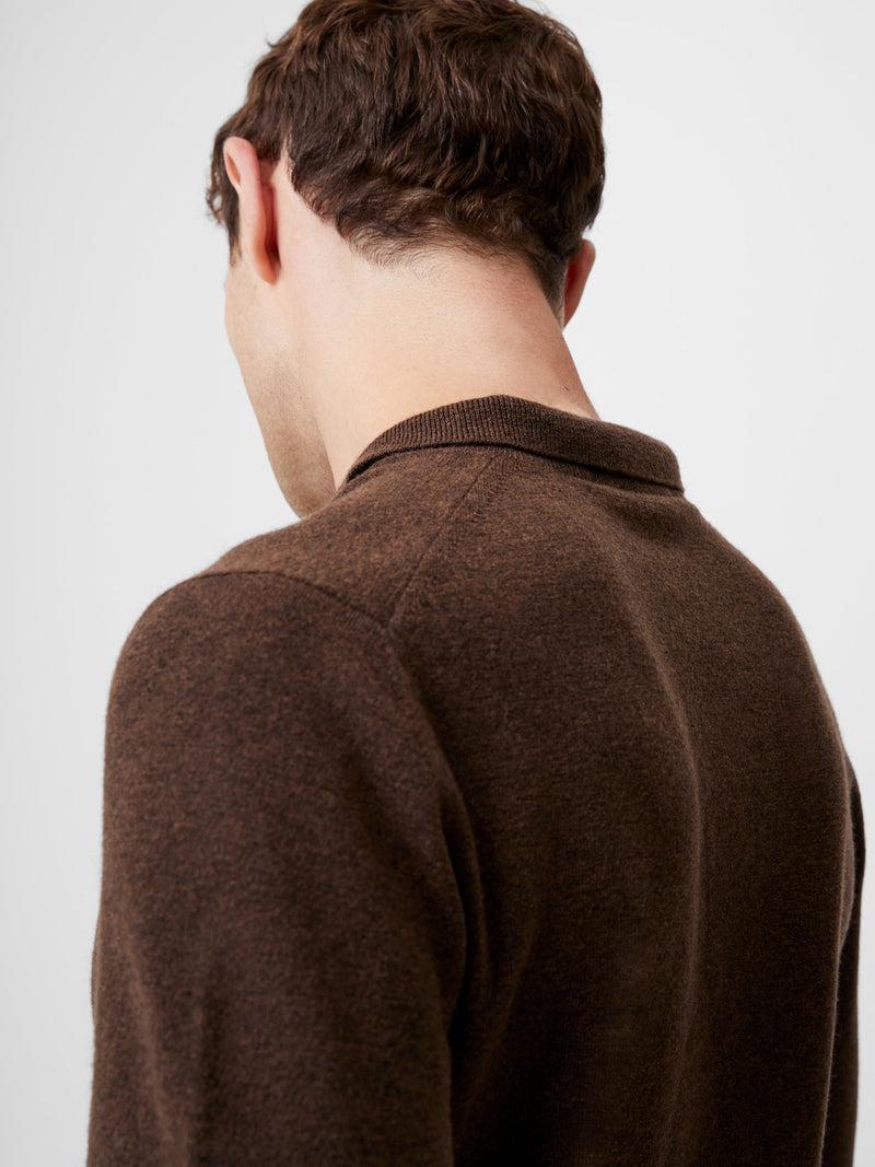 French Connection Ribbed Collar Knit Top Truffle Brown