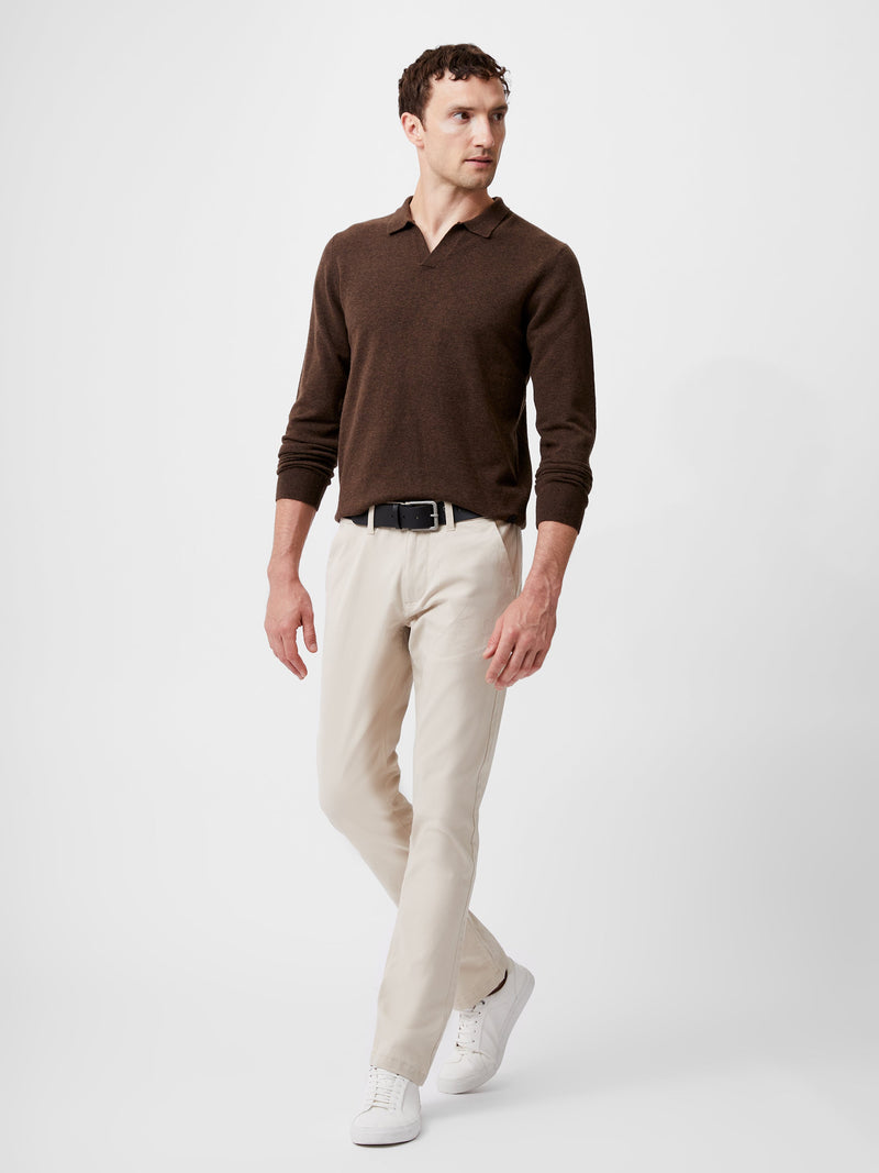 french connection Ribbed Collar Knit Top Truffle Brown