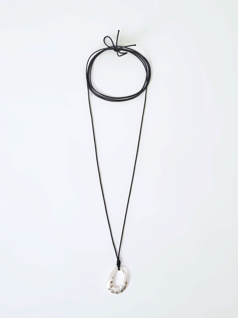 french connection Rope Drop Pendant Necklace Silver/Black