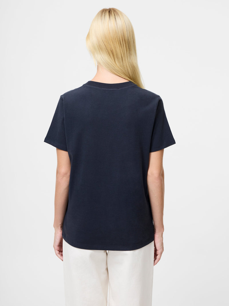 French Connection Rose Print Graphic T-Shirt Navy White