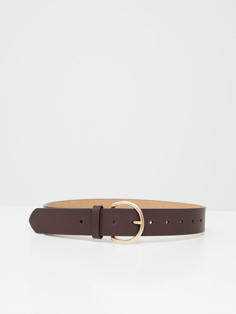 french connection Round Buckle Belt Brown/Matt Gold