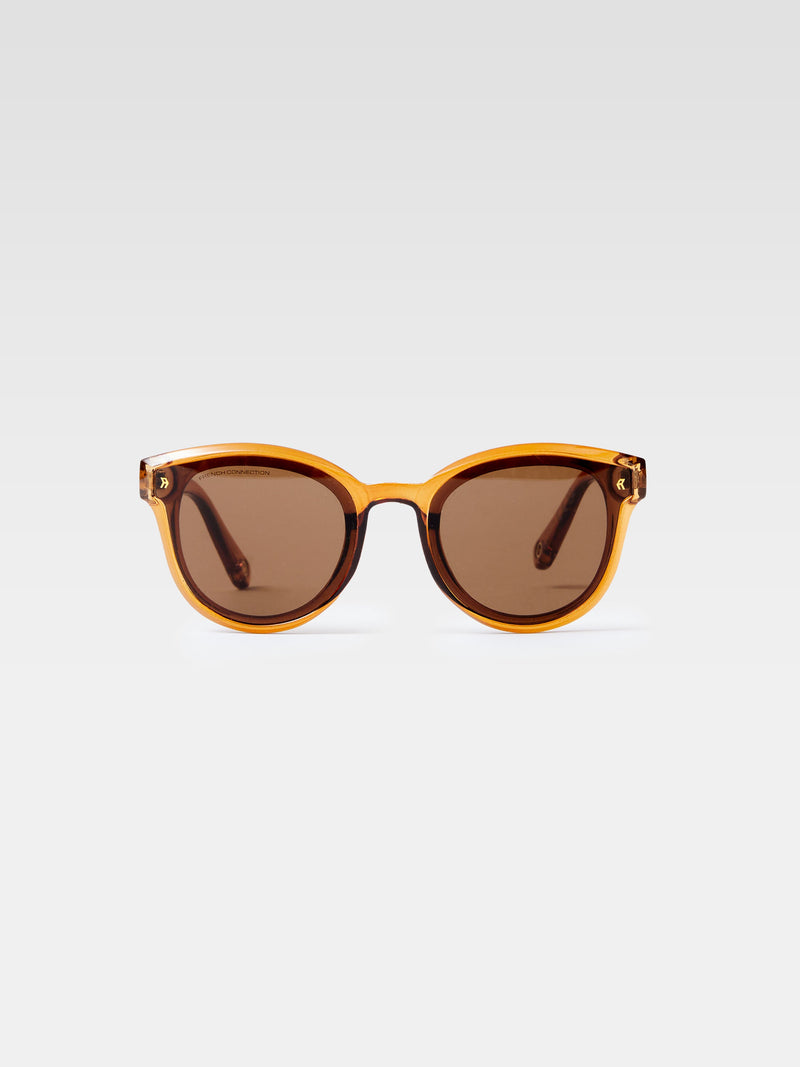 french connection Round Recessed Sunglasses Crystal Brown