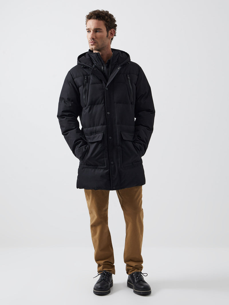 french connection Row Layered Puffer Parka Coat Black