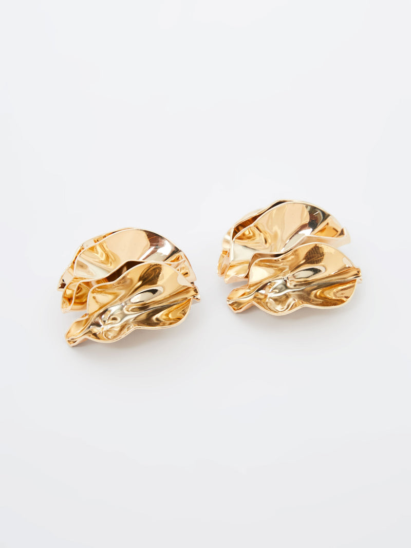 French Connection Ruched Oversized Stud Earrings Gold