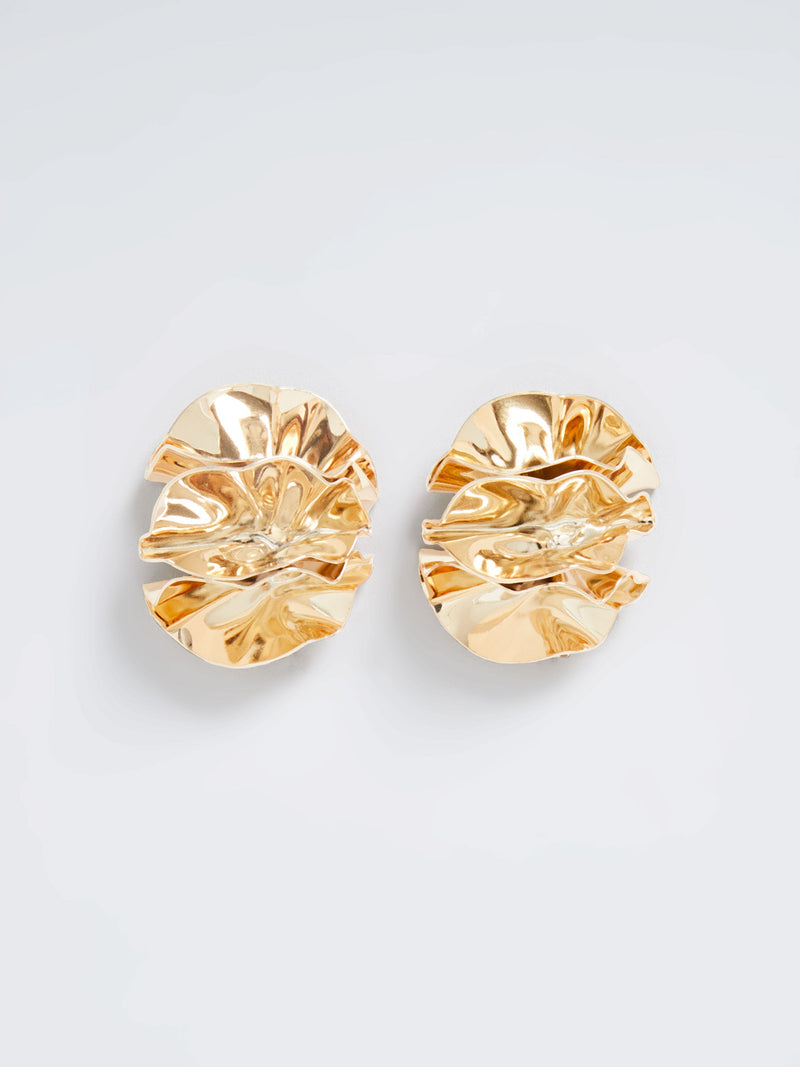 french connection Ruched Oversized Stud Earrings Gold