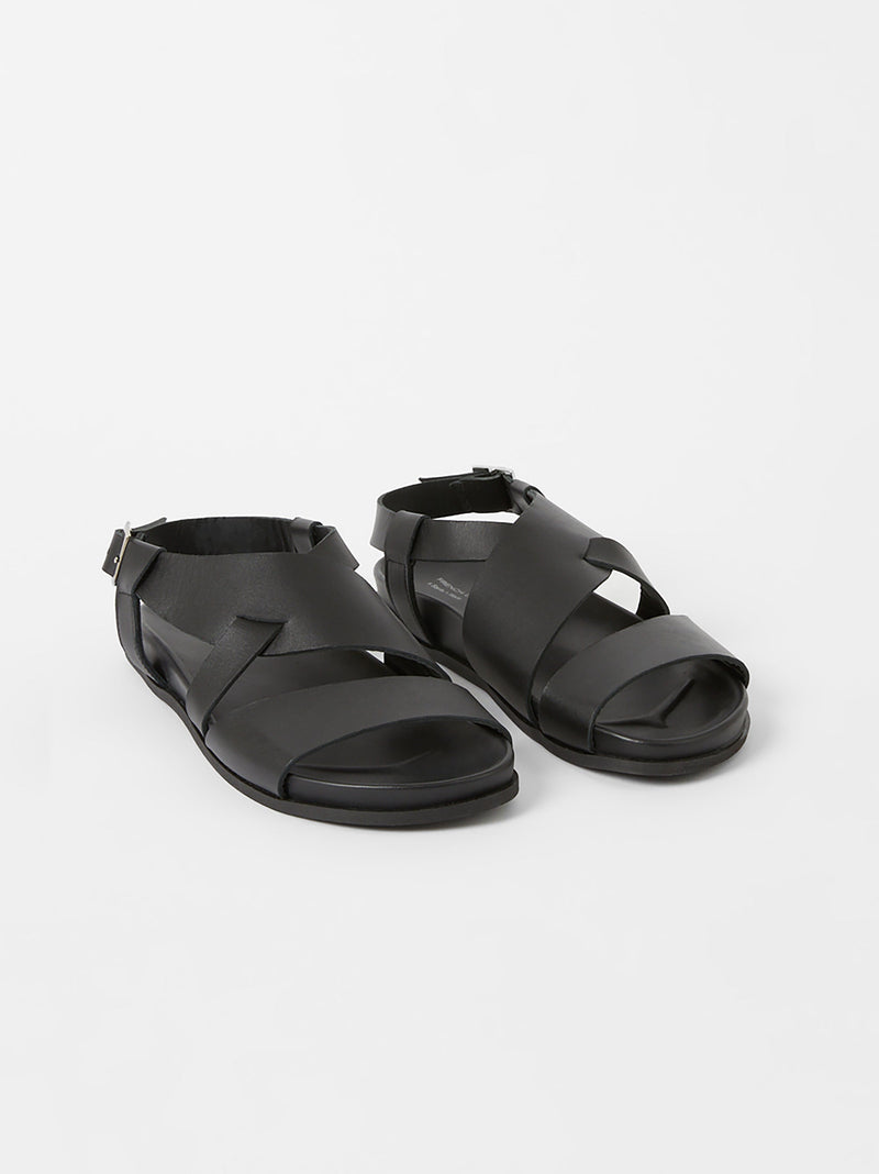 French Connection S+W X Branca Asymmetric Footbed Sandals Black