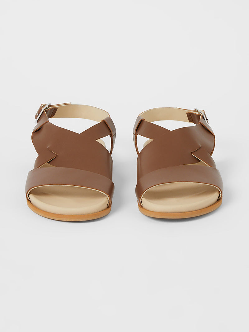 French Connection S+W X Branca Asymmetric Footbed Sandals Brown