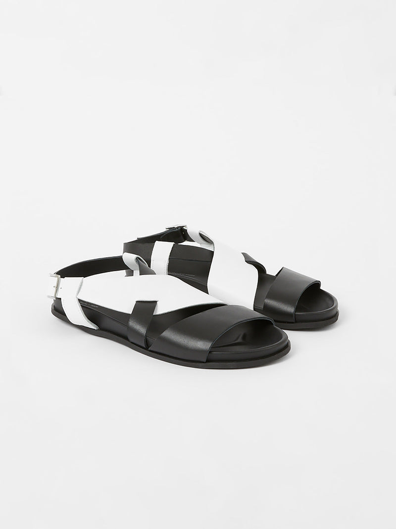 French Connection S+W X Branca Asymmetric Footbed Sandals Monochrome