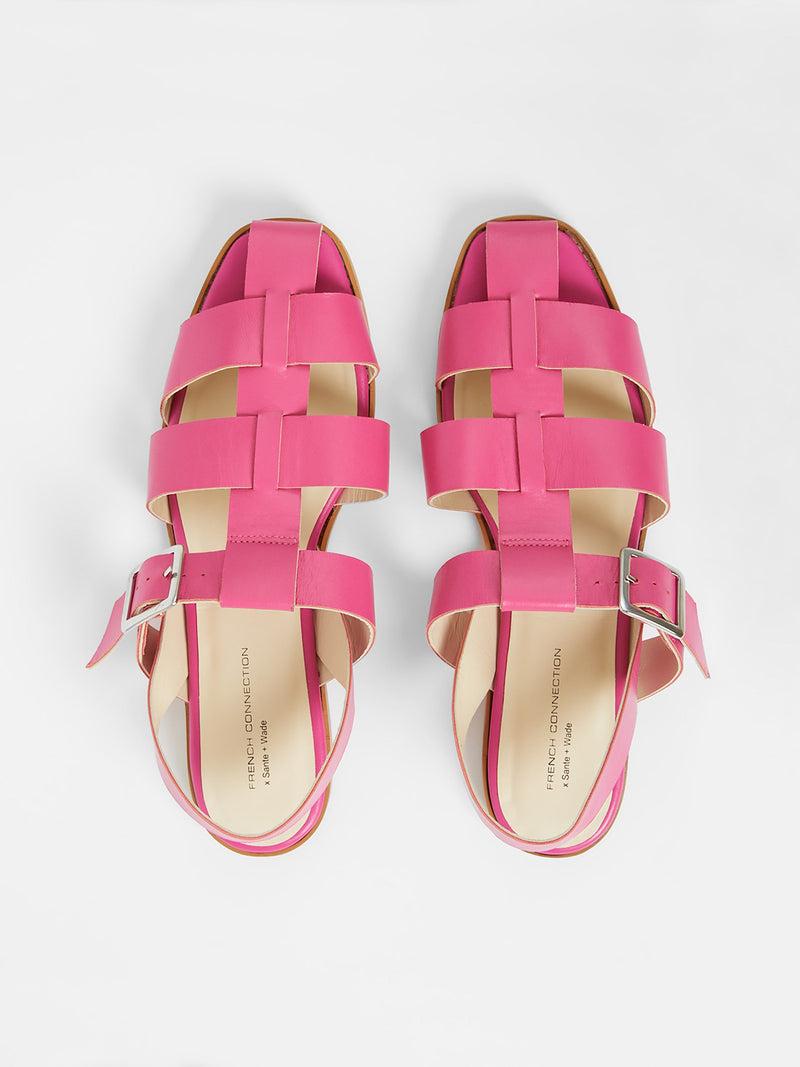 French Connection S+W X Luisa Fisherman Caged Sandals Fuchsia