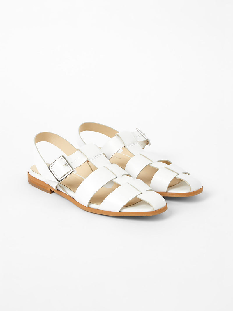 French Connection S+W X Luisa Fisherman Caged Sandals White