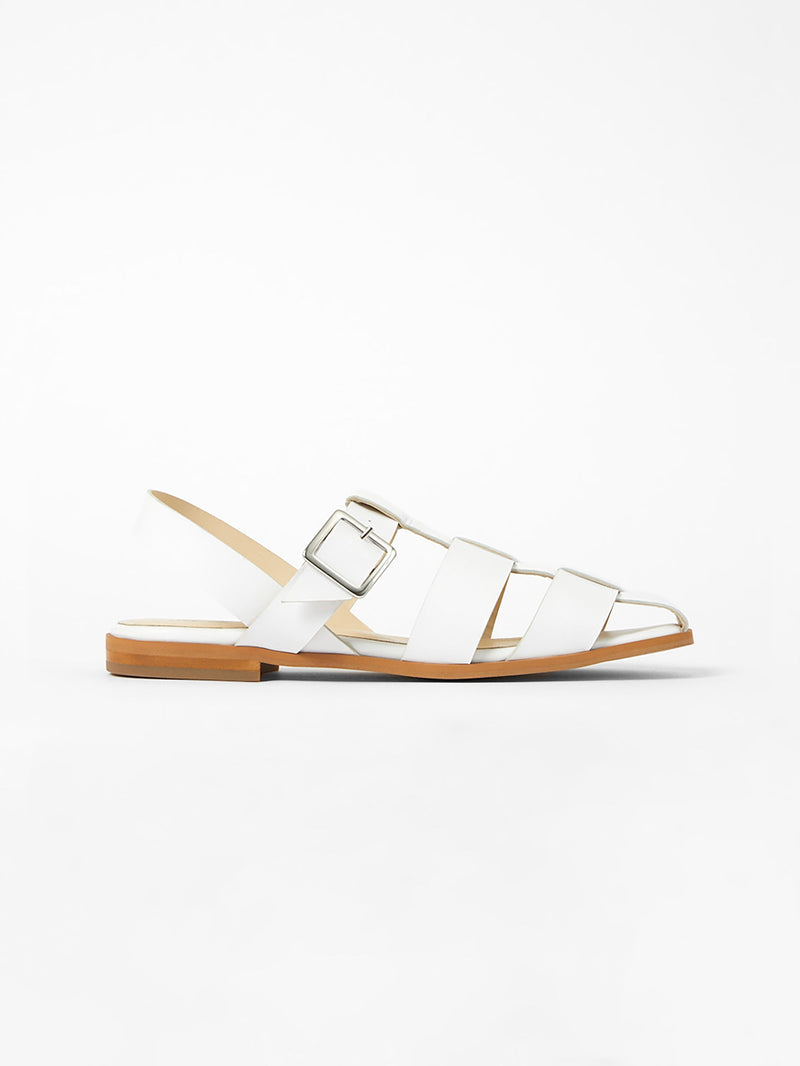 french connection S+W x Luisa Fisherman Caged Sandals White