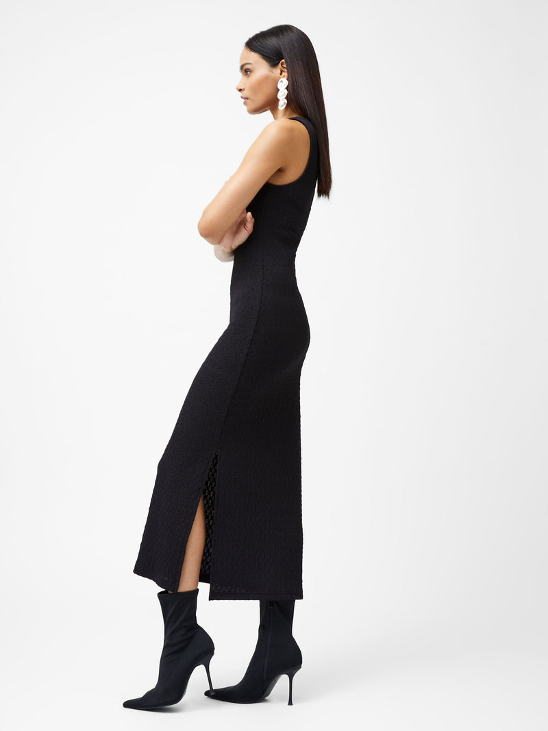 French Connection Sadie Textured Boat Neck Dress Blackout