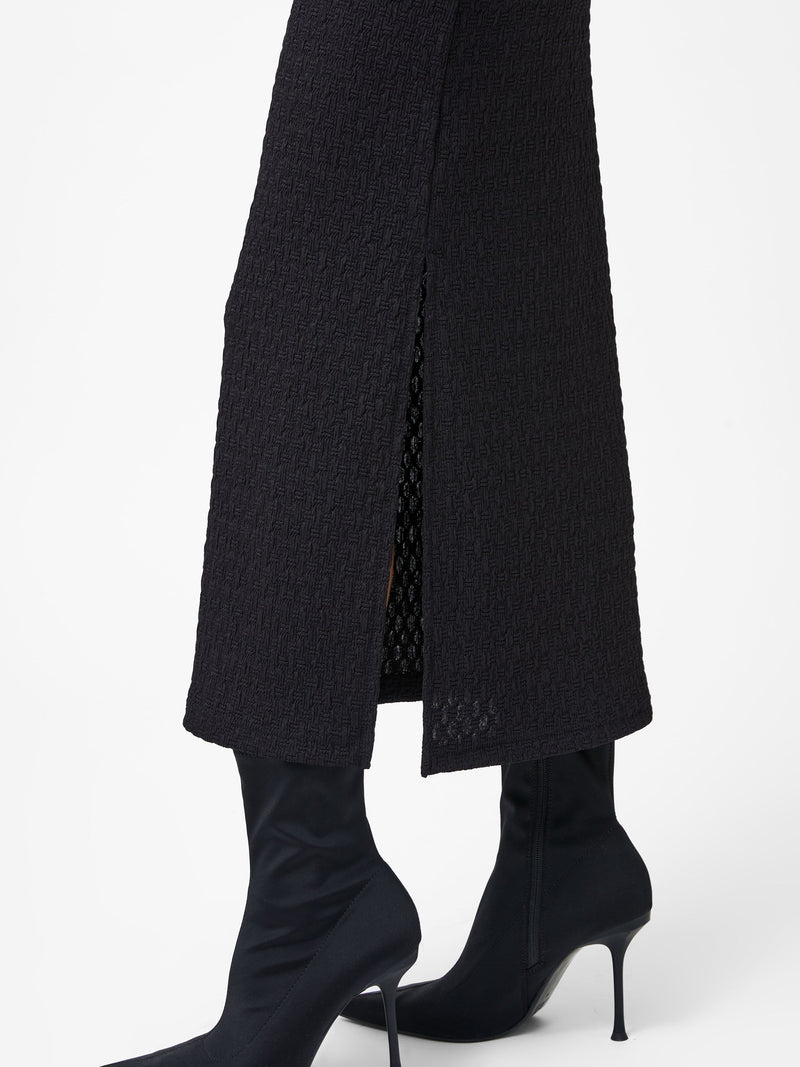 French Connection Sadie Textured Boat Neck Dress Blackout