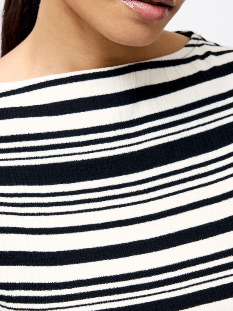 French Connection Sasia Rib Stripe Fitted Top Black/White