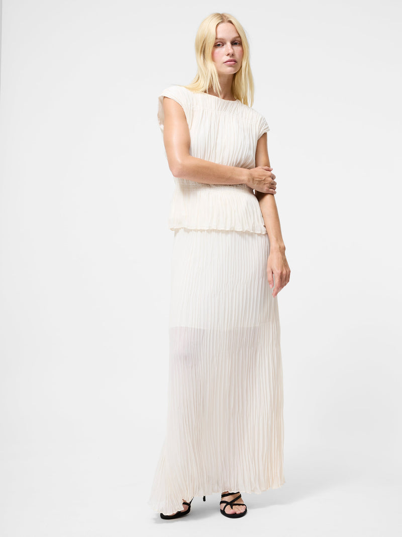 french connection Saylor Pleated Georgette Sleeveless Top Porcelain Cream