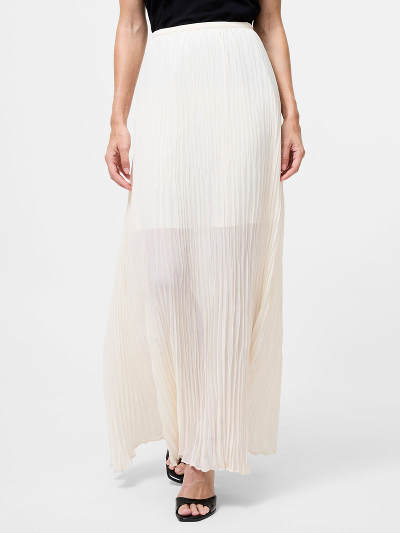 French Connection Saylor Pleated Overlay Maxi Skirt Porcelain Cream