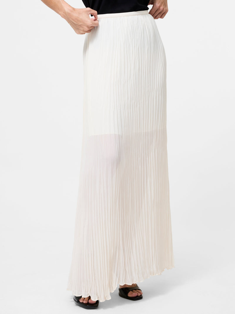 French Connection Saylor Pleated Overlay Maxi Skirt Porcelain Cream