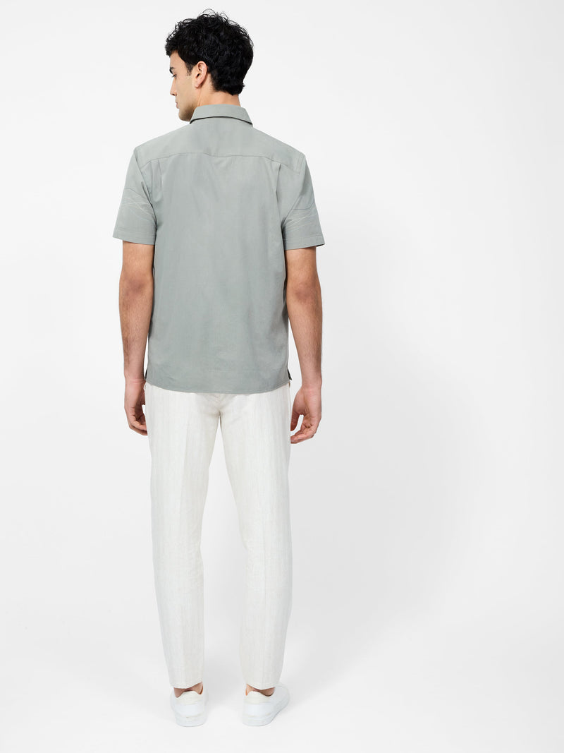 French Connection Scribble Dots Leo Short Sleeve Shirt Sage Green