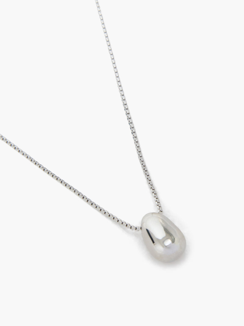 French Connection Sculptural Bean Pendant Necklace Silver