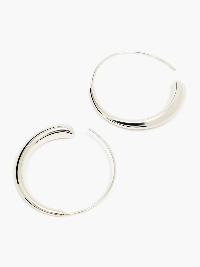 French Connection Sculptural Fluid Thread-Through Hoop Earrings Silver
