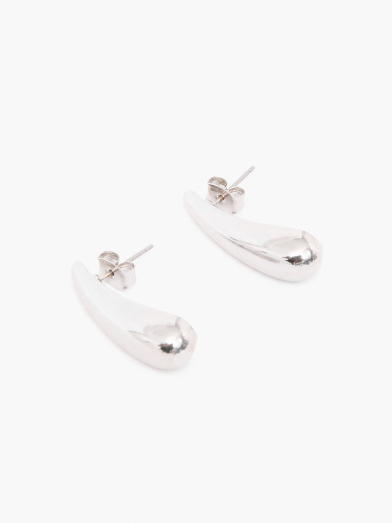 French Connection Sculptural Long Teardrop Earrings Rhodium