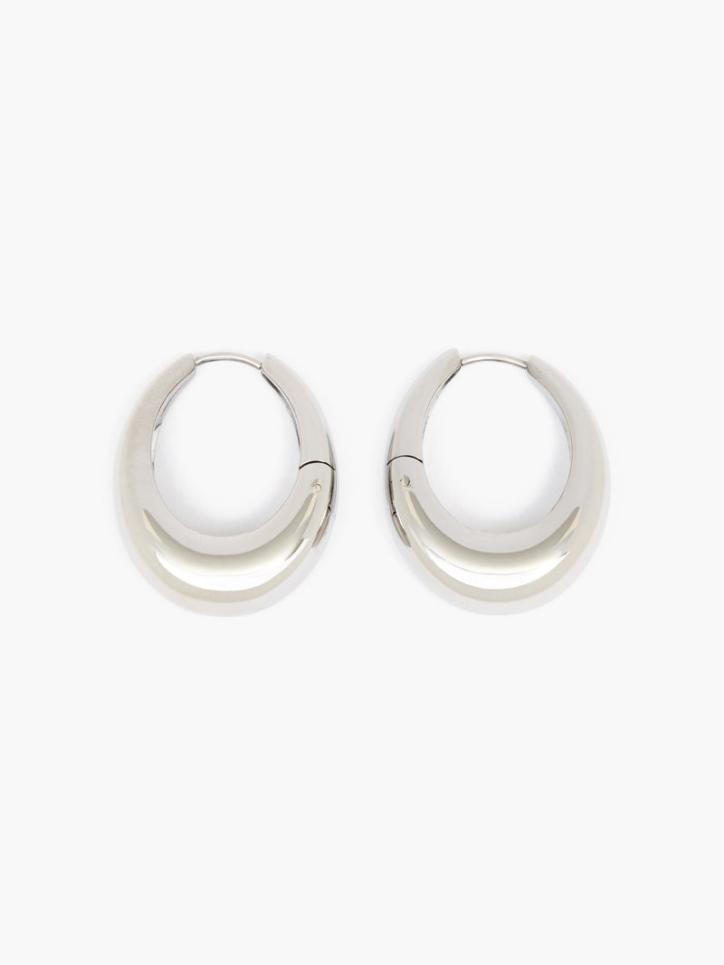 french connection Sculptural Oval Hoop Earrings Rhodium