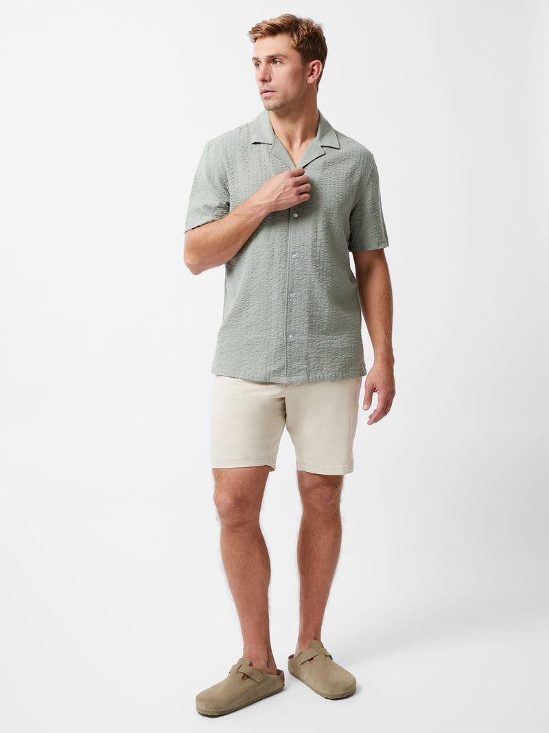 French Connection Seersucker Short Sleeve Shirt Sage Green