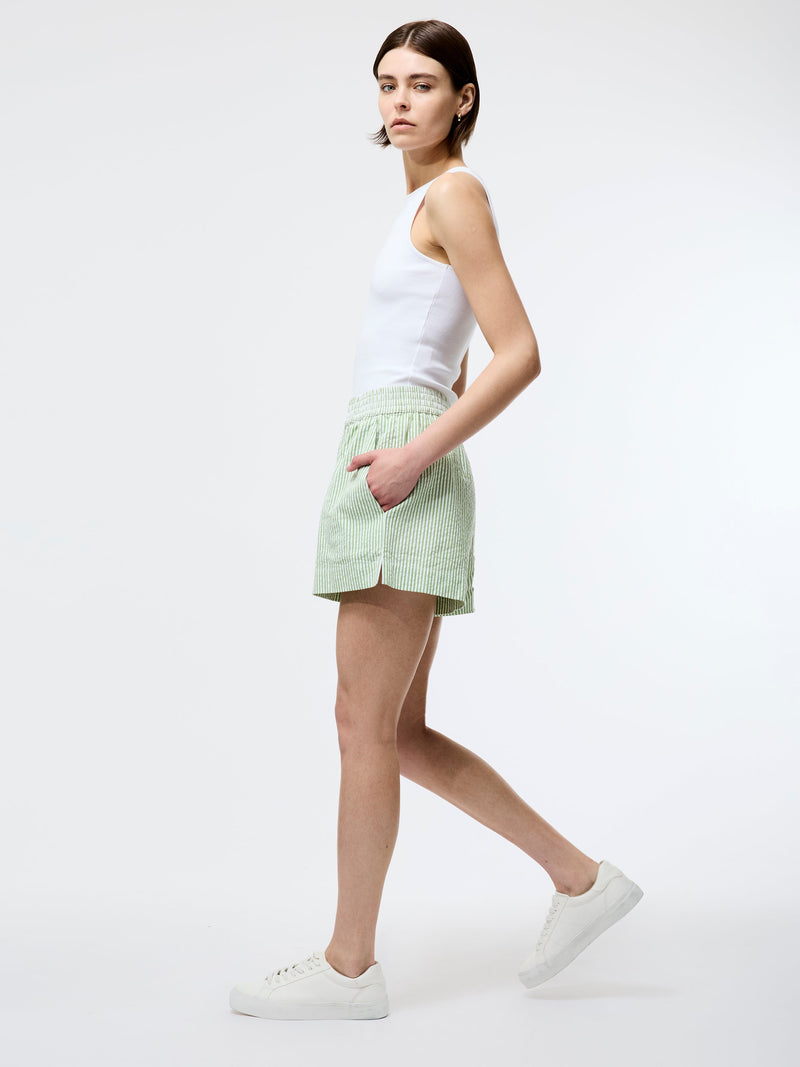 French Connection Seersucker Stripe Shorts Green/White