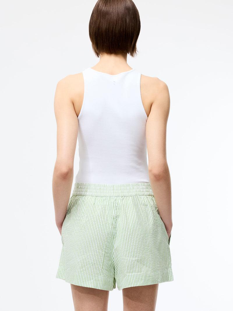 French Connection Seersucker Stripe Shorts Green/White