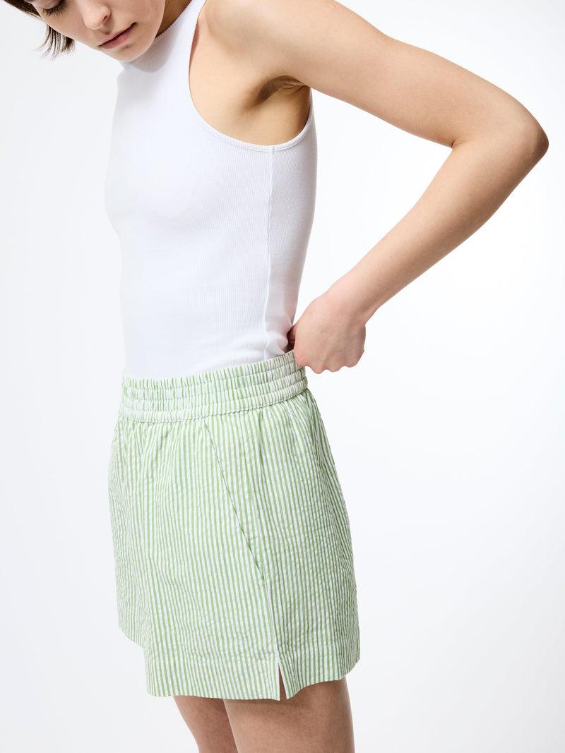 French Connection Seersucker Stripe Shorts Green/White