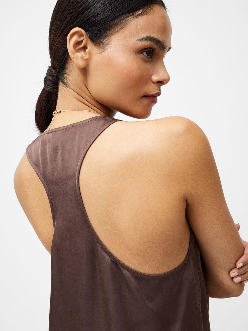 French Connection Sera Eco Satin Tank Top Walnut Brown