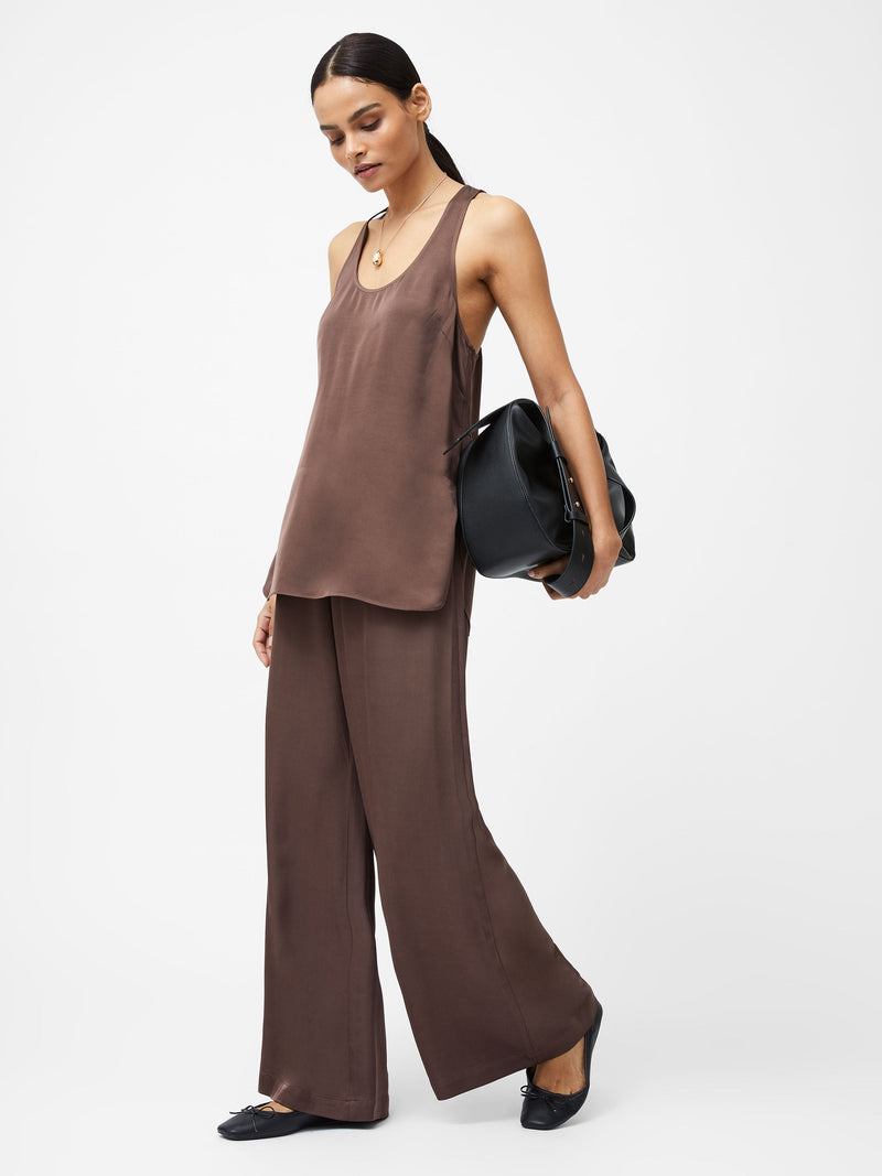 French Connection Sera Eco Satin Tank Top Walnut Brown