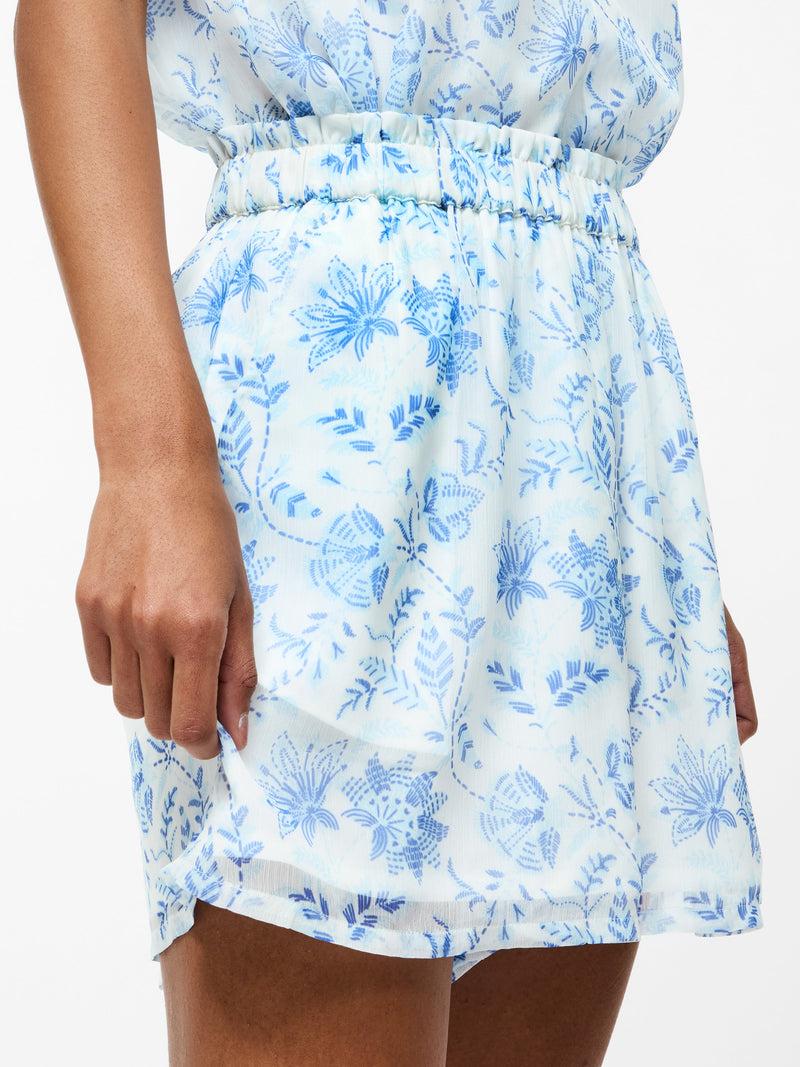 French Connection Serenity Hallie Crinkle Shorts Cream/Blue