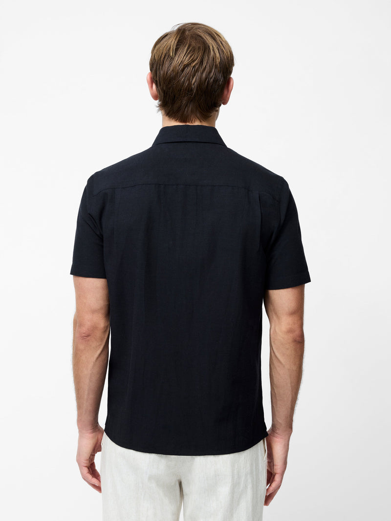 French Connection Short Sleeve Linen Blend Shirt Black