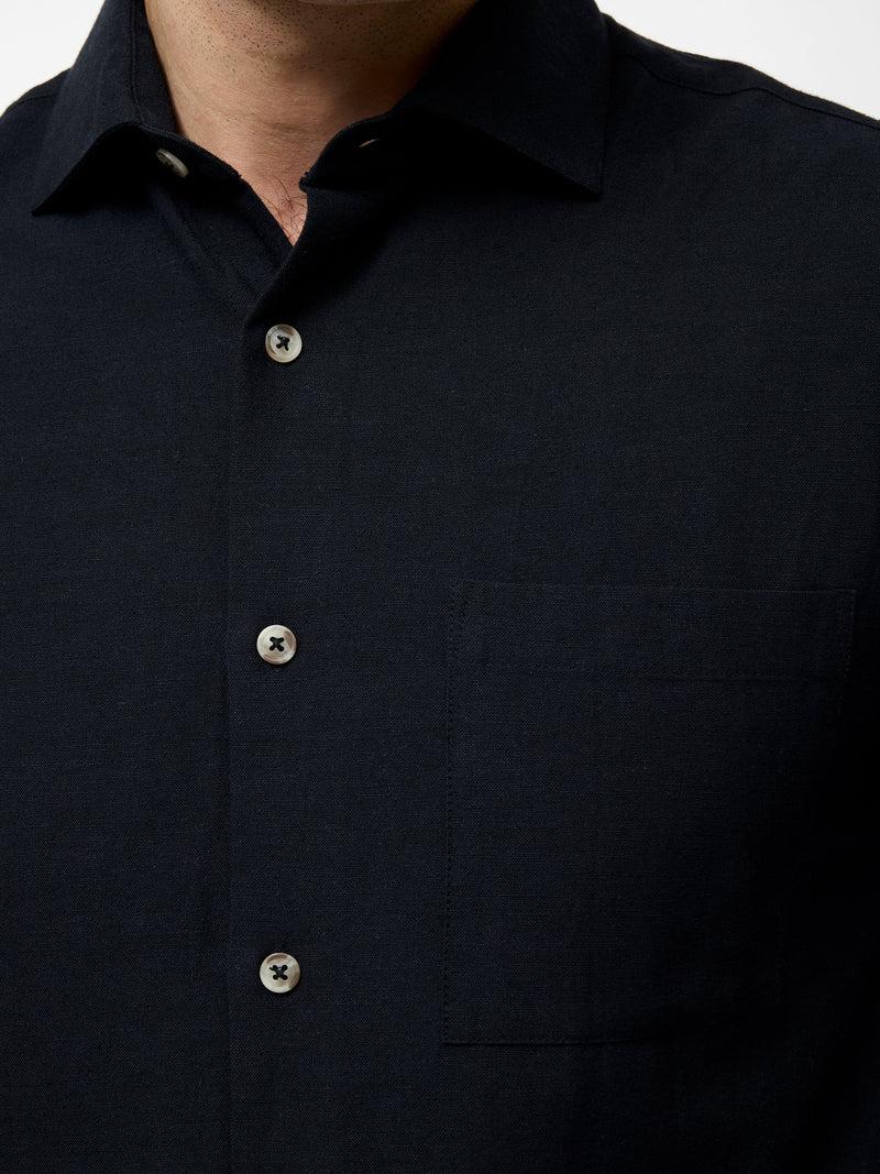 French Connection Short Sleeve Linen Blend Shirt Black