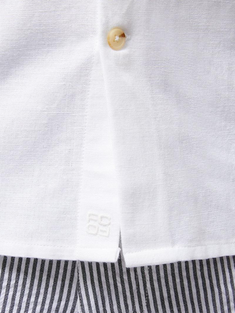 French Connection Short Sleeve Linen Blend Shirt White
