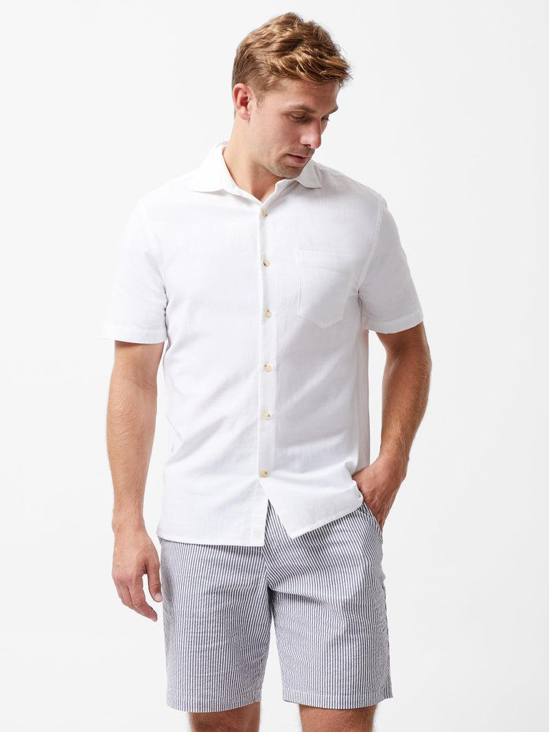 french connection Short Sleeve Linen Blend Shirt White