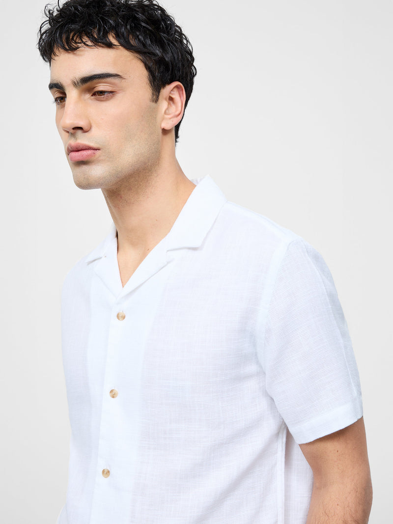French Connection Short Sleeve Matty Weave Revere Shirt White