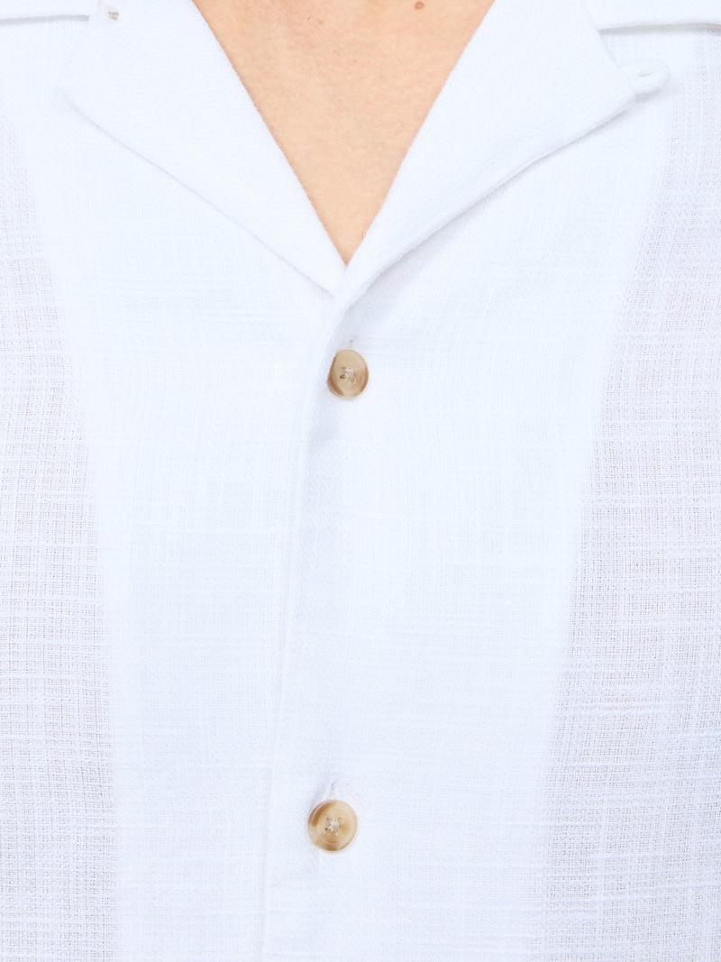 French Connection Short Sleeve Matty Weave Revere Shirt White