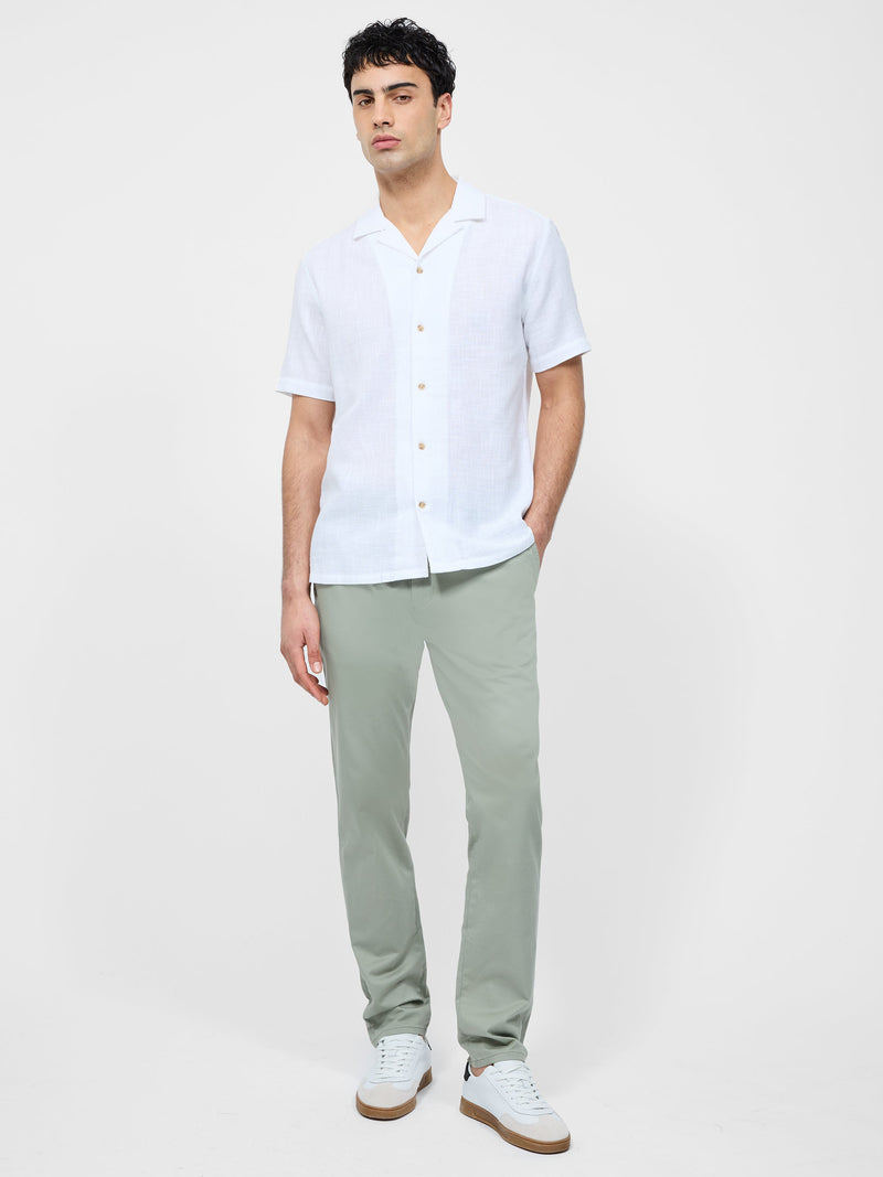 French Connection Short Sleeve Matty Weave Revere Shirt White