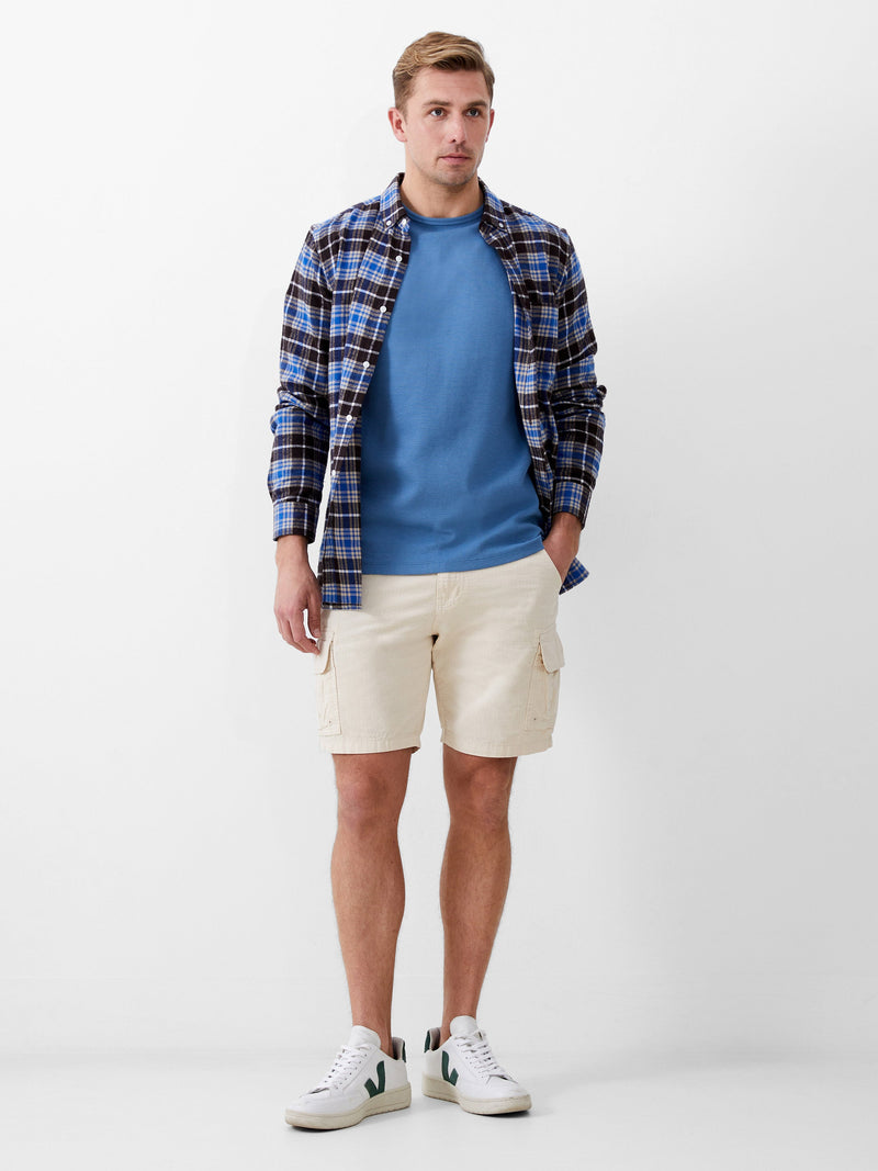 French Connection Short Sleeve Ottoman Texture T-Shirt Steel Blue