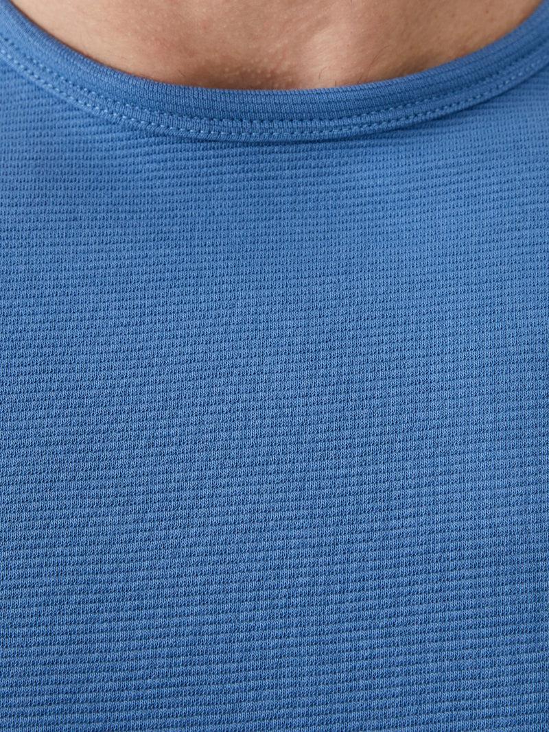 French Connection Short Sleeve Ottoman Texture T-Shirt Steel Blue