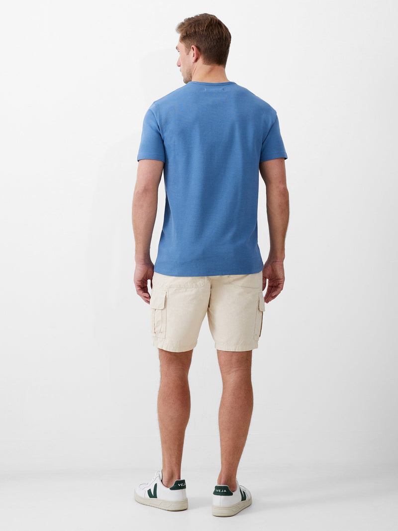 French Connection Short Sleeve Ottoman Texture T-Shirt Steel Blue