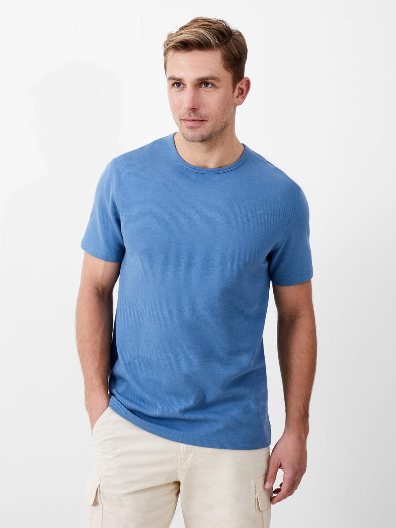 french connection Short Sleeve Ottoman Texture T-Shirt Steel Blue