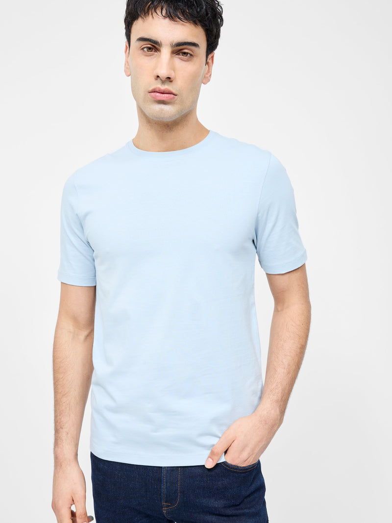 french connection Short Sleeve Stretch T-Shirt Sky Blue
